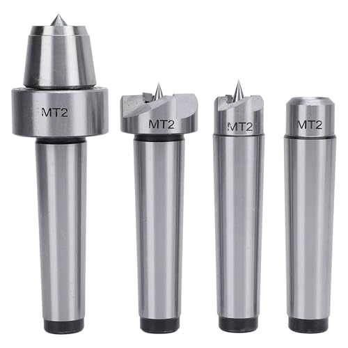 4 Pcs Lathe Drive Center Set, Heavy Duty Bearing, Lathe Live and Drive Center Set, MT2 Wood Lathe Live Center Drive Spur Cup Set with Extra Tips for Wood and Metal Processing Lathe