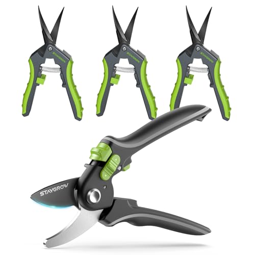 8.5" Bypass Garden Clippers & 6.5" Curved Gardening Shears and 6.5" Pruning Shears(2pcs Curved) SK5 Blade Set