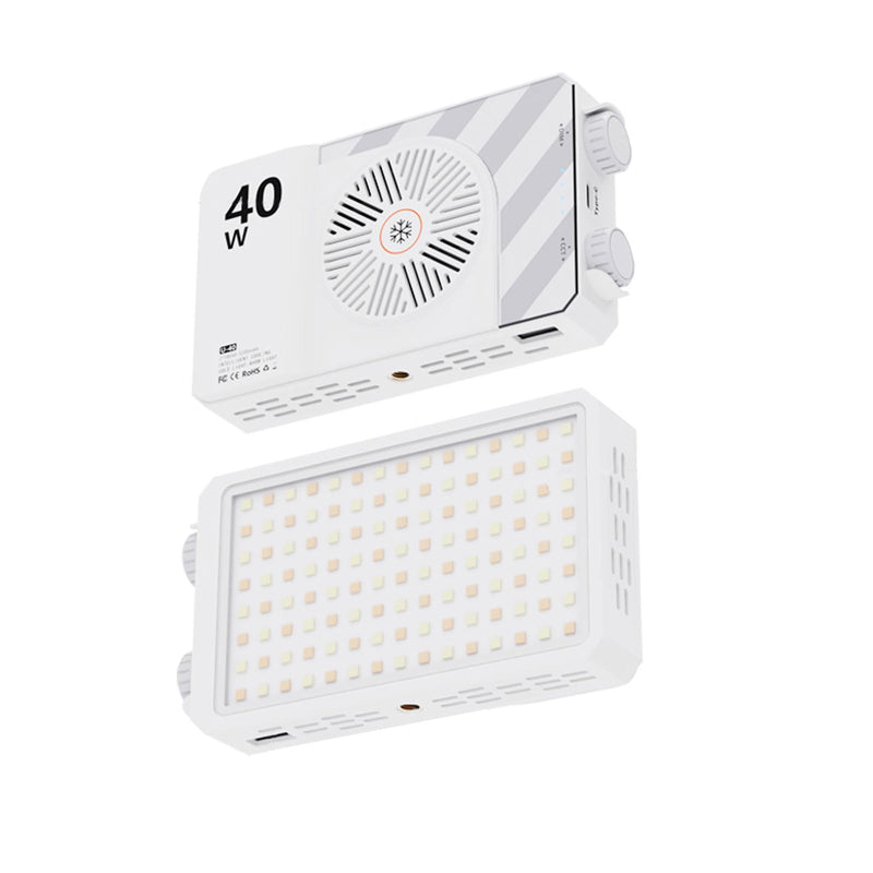 U40 LED Video Light, 40W Portable LED Camera Light, CRI 98+ 2500K~9000K 8000 Lumens Pocket-Sized Selfie Fill Light, Temperature Control Built-in Rechargeable Battery PD Charging white