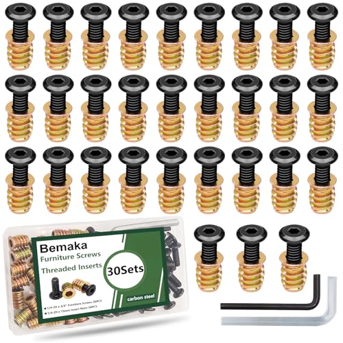 Threaded Inserts for Plastic, 150PCS Heat Set Inserts M2 M3 M4 M5 M6 + 30 Sets 1/4-20 x 3/4" Furniture Screws Wood Threaded Inserts