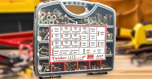 Twidec/966PCS Grade 8.8 Hex Head Bolts and Nuts Assortment Kit,Metric Bolt Assortment, M4/M5/M6/M8(12-30mm)