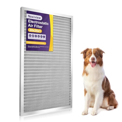 20x25x1 Furnace Filter-MERV8, Washable & Reusable Electrostatic Air Filter, AC/HVAC Furnace Filter, Permanent Air Filter, Breathe Fresher, Easy Install 25" x 20" x 1"