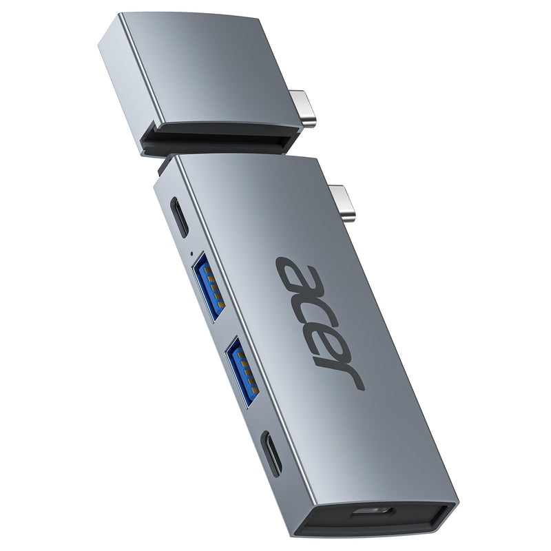 Acer USB C Hub for MacBook Pro/Air M1 M2 M3, 6 in 2 Detachable 4K@60Hz USB C to HDMI Adapter with 2 USBA & 2 USBC 3.0 Data Ports, 100W PD Charging, USBC to USB Dongle Adapter Grey