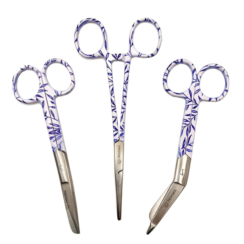 Nurse Scissors Set "Blue Leaves" - Bandage Scissors - Nurse Scissors Set - Nurse Scissors - First Aid Scissors - Care Gift - Nursing Scissors - Bandage Scissors