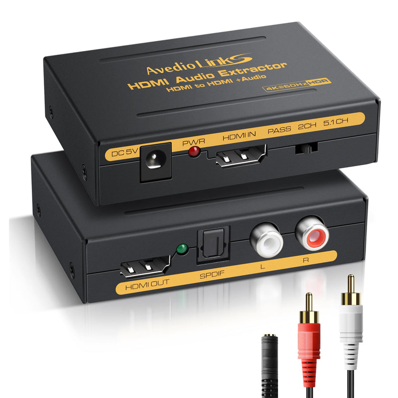 avedio links 4K 60Hz HDMI Audio Extractor Converter with CEC, SPDIF + L/R Stereo 3.5mm Out, HDMI2.0 HDCP2.2 Dolby Digital/DTS/Dolby Vision HDR for Fire Stick, Blu-Ray Player 4K 60Hz Black