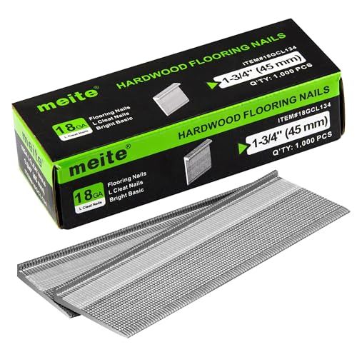 meite 18 Gauge Flooring Nails 1-3/4 Inch, 18GA L Cleat Nails 1,000Pcs