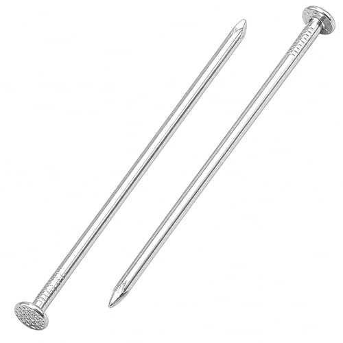 (Pack of 200) Zinc Plated Common Nails 1/8" x 3-1/8" (3 x 80 mm), Flat Round Head Construction and Woodworking Nails 1/8" x 3-1/8" (3.0 x 80 mm)