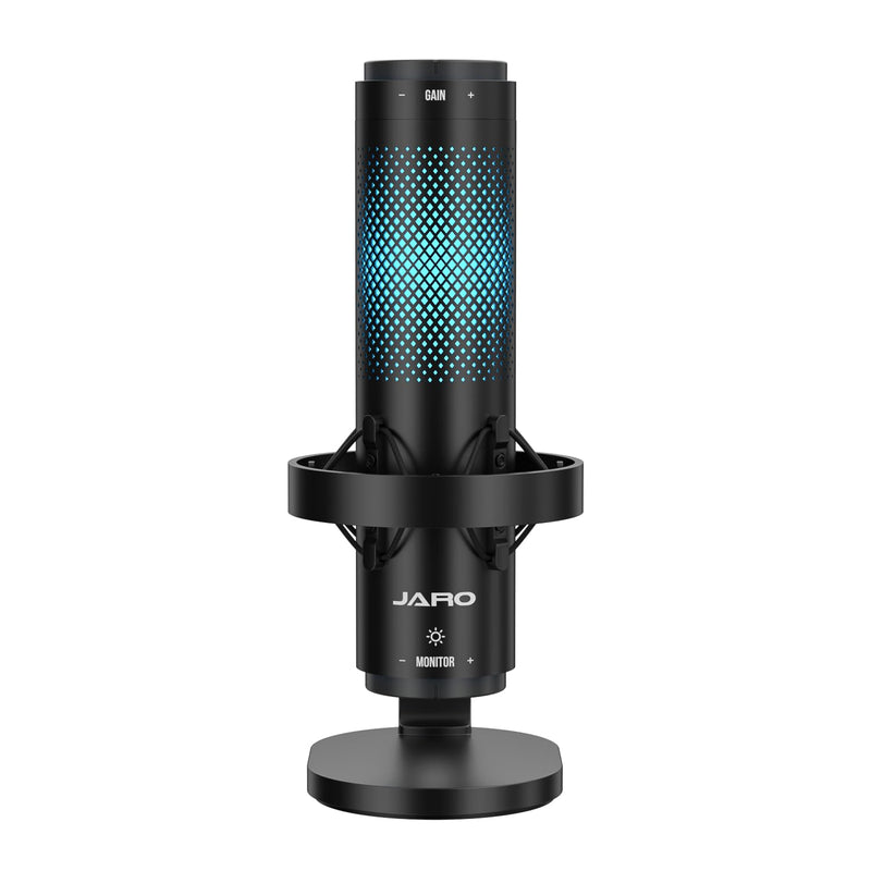 JARO USB Multi-Polar Pattern Condenser Microphone with Mute Noise Cancelation RGB for Podcasting Gaming Streaming YouTube Zoom AMSR Singing Recording [Compatible with PC Laptop Mac PS4/5], J101-CS