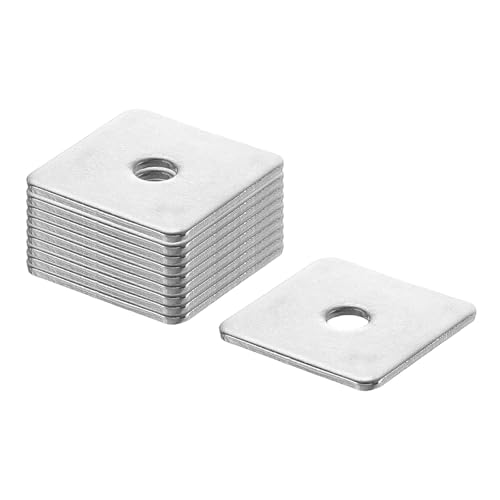 uxcell 20Pcs 1-3/16" Square Plate Washer for 1/4" Bolt, 201 Stainless Steel Bearing Plate Flat Washers Spacer Gasket for Machinery Repair, Outdoor Construction (0.08" Thick) 1-3/16" x 1/4" x 0.08" 20