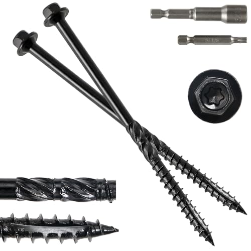 #14 x 6 Wood Structural Screws 6 Inch Black 50