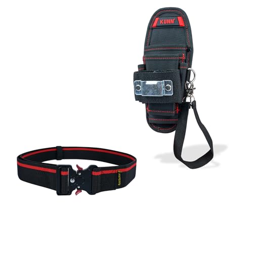 KUNN Small Tool Pouch with Belt Clip & Work Belt 2-Inch Wide Quick Release Buckle