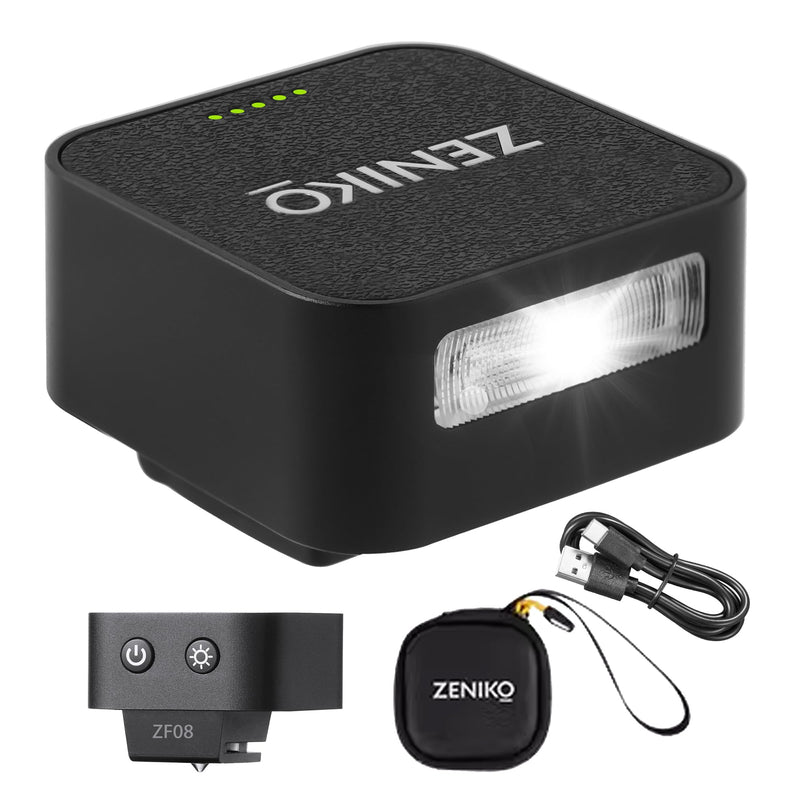 ZF-08 Camera Flash and Lightweight Portability Single-Contact Hotshoe Lithium Battery Type-C Charging 440 Full-Power Flashes ZF-08