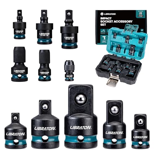 LIBRATON Impact Socket Adapter and Reducer Set 11PCS, Socket Adapters 11PCS Impact Socket Adapter