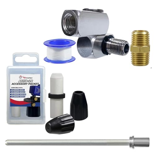 Le Lematec Sandblasting Bundle: AS118 Ceramic Nozzles, Long Nozzle Adapter, 360° Swivel Air Fitting Kit