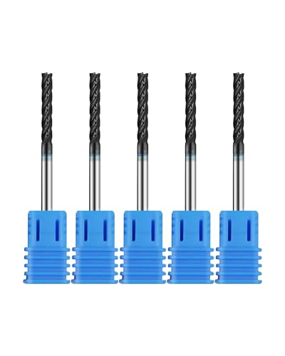 5Pcs 1/8in Solid Carbide Long End Mills, 4 Flute, 30 Degree Helix 5