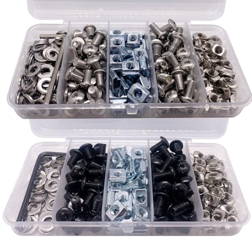 400Pcs (200pcs Black and 200pcs Silver) 2020 M5 T Nuts scerws kit for 2020 2040 8020 V T Slot Rail Aluminum Extrusion Profile Connectors