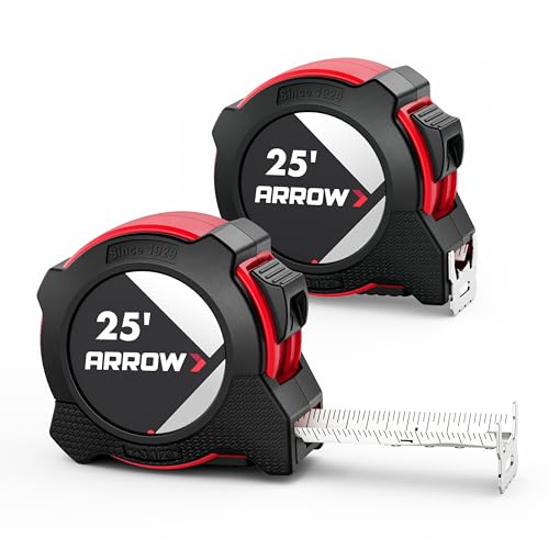 Arrow 25FT Tape Measure, Easy Read Measuring Tape with Dual Locking System 2