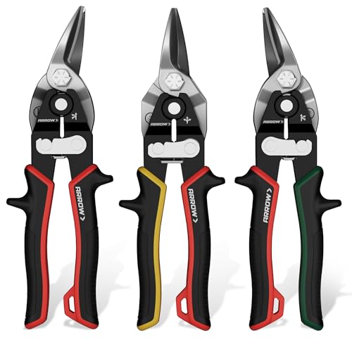 ARROW 3PCS 8-inch Aviation Tin Snips for Sheet Metal Left/Straight/Right