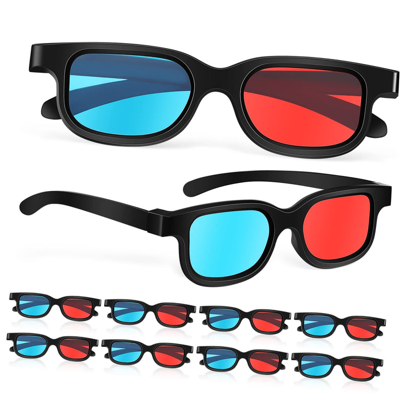 jojofuny 10 Pcs Red Lenses 3D Glasses for Home Theater Anaglyph Compatible with Tvs Computers Projectors