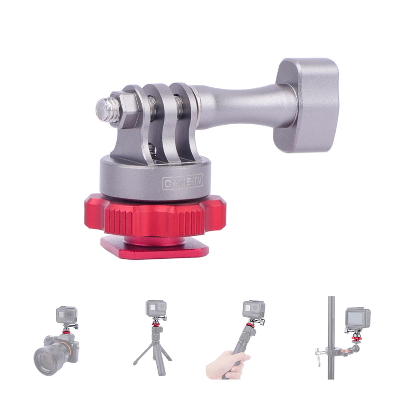 Came-TV Hot Shoe to 1/4"-3/8" Thread Adapter Converter – CNC Aluminum 90° Angle Adjustable Mount for Action Cameras, Tripods & Drone Accessories (61027)