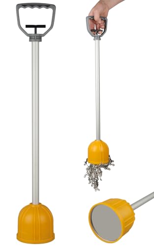 ULIBERMAGNET Magnetic Bulk Lifter, 29inch Long Reach Magnetic Pickup Tool with Quick Release, Yard Pull Magnet Sweeper, Metal Manual Magnetic Swarf Tool with Extended Handle for Nails, Screws, Nut 29inch Long Reach Yard Magnetic Sweeper