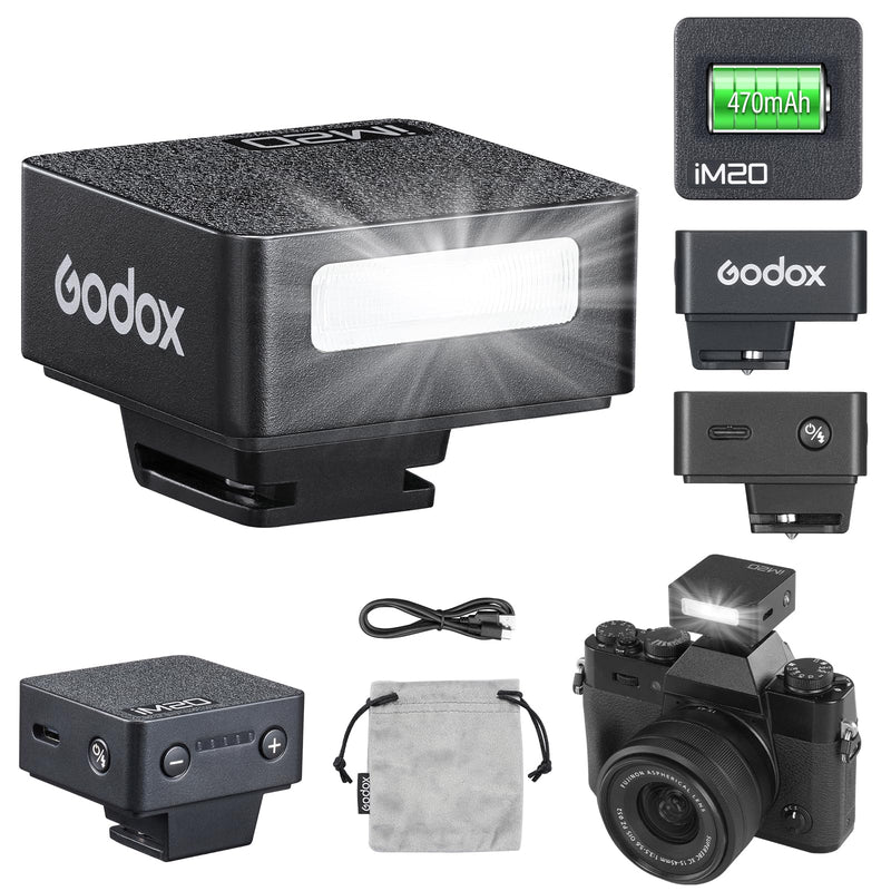 Godox iM20 Mini Flash 5 Power Levels 440 Full-Power IM 20 Small Camera Flashes Speedlite for Canon/Fuji/Sony zve10/Sony zv1/Nikon/Panasonic Olympus Pentax/3S Recycle (Godox iM20 Flash) IM20 Black