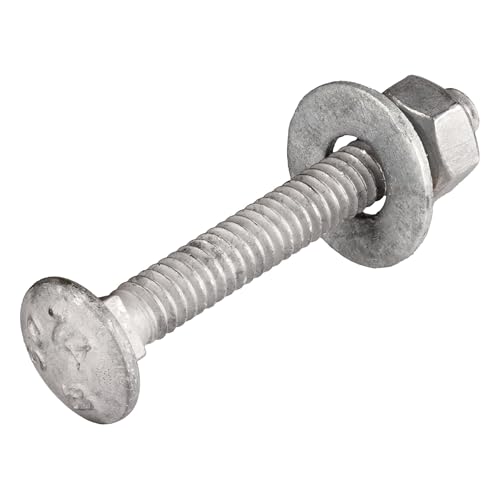 5/16" x 2-1/2" (50 Pack) Galvanized Carriage Bolt Kit Grade 307A Includes 5/16" USS Flat Washers (50 pcs) and 5/16"-18 Hex Nuts (50 pcs), Hot Dip Galvanized for Exterior Use by Makers Bolt 5/16" x 2-1/2"