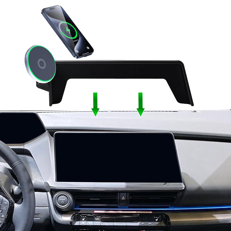 Car Phone Holder for 2023 2024 2025 Toyota Prius Accessories 15W Fast Wireless Charger Screen Fixed Clip Cell Phone Mount Hands-Free 360 Degree Rotation (12.3 Inch)
