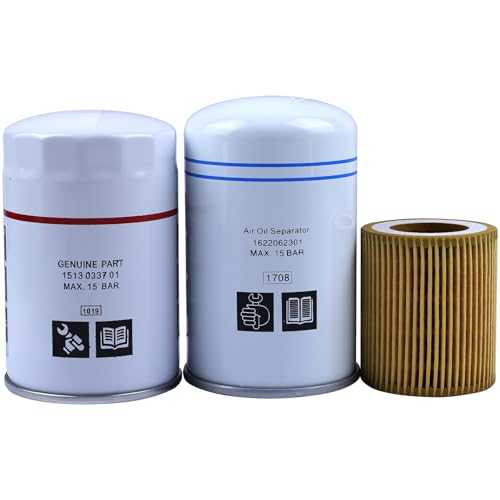 2901086501 Filter Kit Compatible with KAYIQIN GX2/3/4/5 1622062301 Air/Oil Separator + 1513033701 Oil Filter + 1622065800 Air Filter Air Compressor Replacement Parts 2901-0865-01