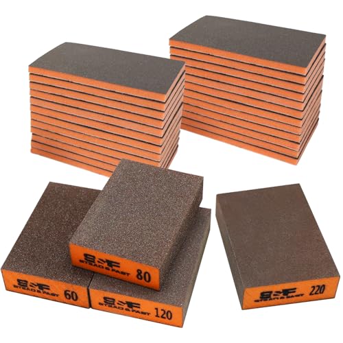 Sanding Sponge 60 80 120 220 Coarse Medium Fine Grit Sanding Block and 180-3000 Grit Sanding Sponges Assortment 24 Pcs