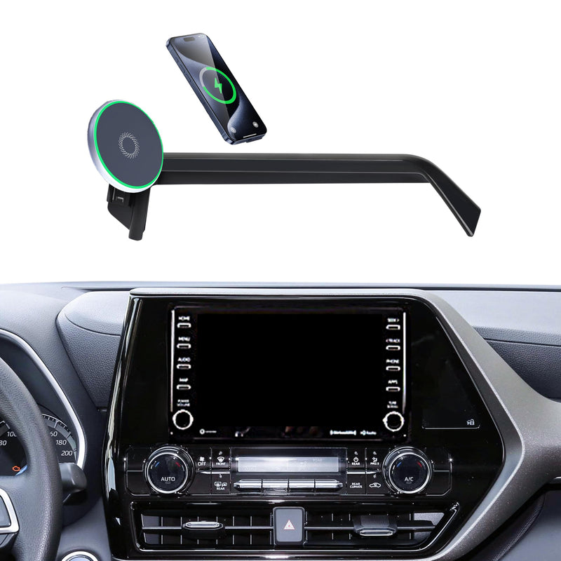 Car Phone Mount for 2020-2025 Toyota Highlander Accessories, Apply to 8 Inch Touch Screen, 15W Fast Wireless Charger Screen Fixed Clip Cell Phone Automobile Cradles Hands-Free