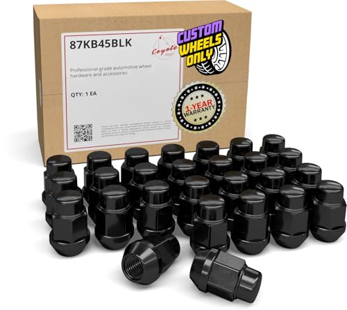 Wheel Accessories Parts 27 Pcs M12x1.5 12x1.5 Thread Bulge Acorn 35mm 1.38" Long Lug Nuts Black 3/4" 19mm Hex Fits Ford Bronco 2021+ All Models (Except Raptor)