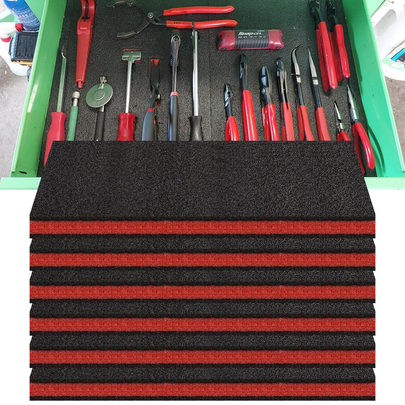 6 Pack Tool Box Foam Inserts for Cases,Tool Box Liner Polyethylene Sheets, Toolbox Kaizen Organizer and Storage Shadow(18 x 12 x 1 Inch,Red, Black) Red, 6 Pcs Foam