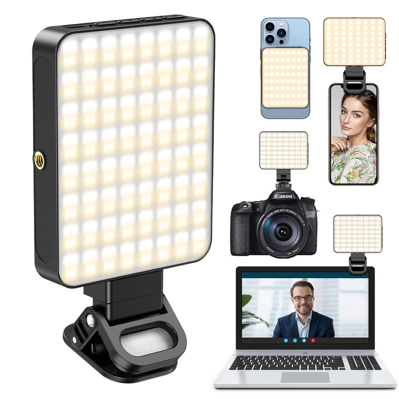 120 LED Selfie Light for Phone with Clip & Magnetic, 3 Light Mode 3000K-6500K, 2000mAh High Power Rechargeable with Cold Shoe Mount for Laptop, Makeup, TikTok, Selfie, Vlog