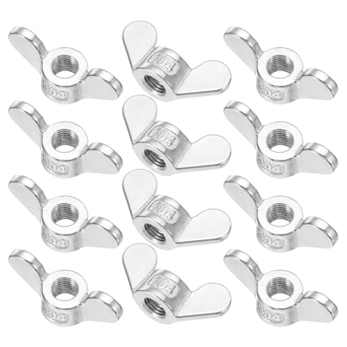 PATIKIL M16 Wing Nuts, 12Pcs 304 Stainless Steel Butterfly Nut Twist Fasteners Parts Smooth Finish Wing Fastener Nuts for Repairing Manufacturing Engineering 12