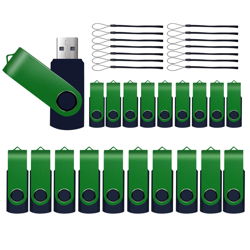 2GB 20 Pack USB 2.0 Flash Drives,XUANREG Thumb USB Drives with 20 Pack Lanyards Green Flash Drive Bulk (2GB,20PCS) 2GB 2.0 Green-20PCS