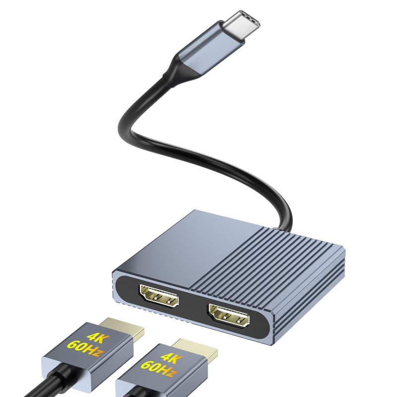 Dual HDMI Adapter for 2 Monitors, Double 4K@60Hz HDMI Splitter for dual monitors, Dual Monitor Adapter, hdmi Splitter Extended Display, USB C Laptop Docking Station Dual monitor for Dell/Mac/HP/Lenovo Dual HDMI Port 4K@60Hz