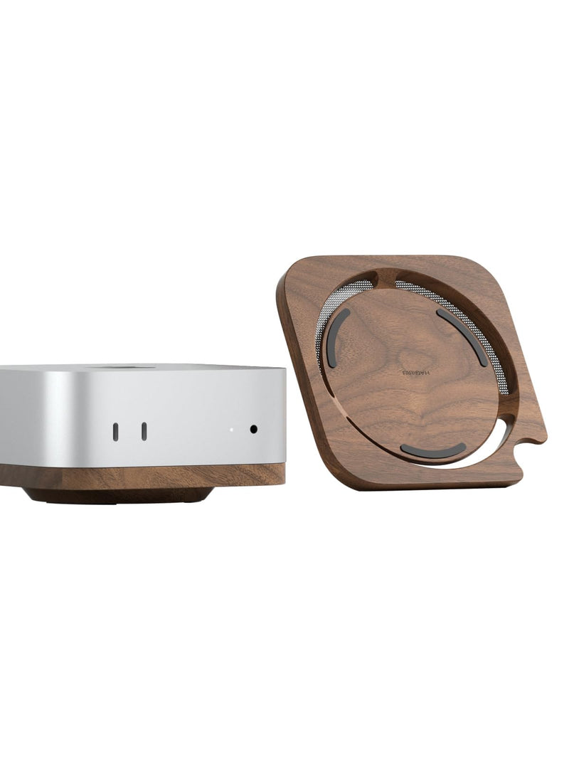 Hagibis Mac Mini Stand, Black Walnut Desktop Stand Dustproof Laptop Holder Cooling Heat Disspation Mount for Mac Mini M4 Pro 2024 (MMP04) MMP04