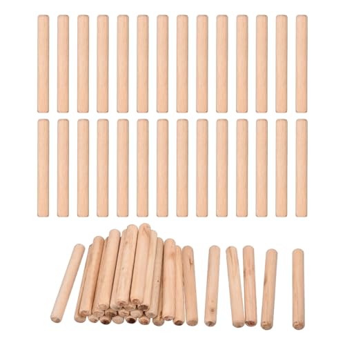 uxcell 120 Pcs Wooden Dowel Pins 12x100mm(0.47x3.94) Fluted Beveled Ends Wood Dowel Pegs Dried Hardwood for Woodworking Furniture Shelf