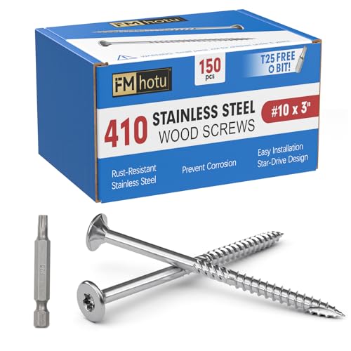 #10 x 3 Stainless Steel Deck Screws, 150Pcs 410 Grade Stainless Steel #10 × 3" 150