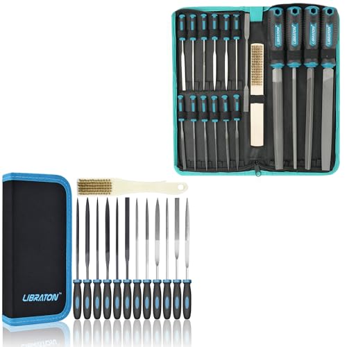 LIBRATON Metal File Set, 13PCS Needle Diamond Files & 31PCS Metal Files,for Woodworking, Metalworking