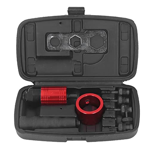 Rivet Nut Drill Converter Attachment Tool Kit, Rivet Nut Tool Cordless Drill Electric Rivet Guns Kit with Detachable Handle, Handle Housing, Nuts, Storage Box and Small Wrench