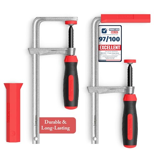 Heavy Duty F Clamps for Woodworking 2 Pack 630 Lbs Clamping Force, Table Saw Fence, Joiner Tool, Bench, Drill Press – Rubber Tips Scratch-Resistant, Ideal for DIY Projects & Saw Rail