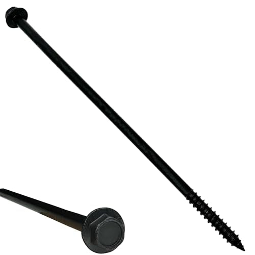 (10) 3/8” X 10” Black Hex Head Lag Wood Screws, Heavy Duty lag Bolts for Timber, Tree Houses, Fences by BRAUNY BOY HARDWARE -Qty 10