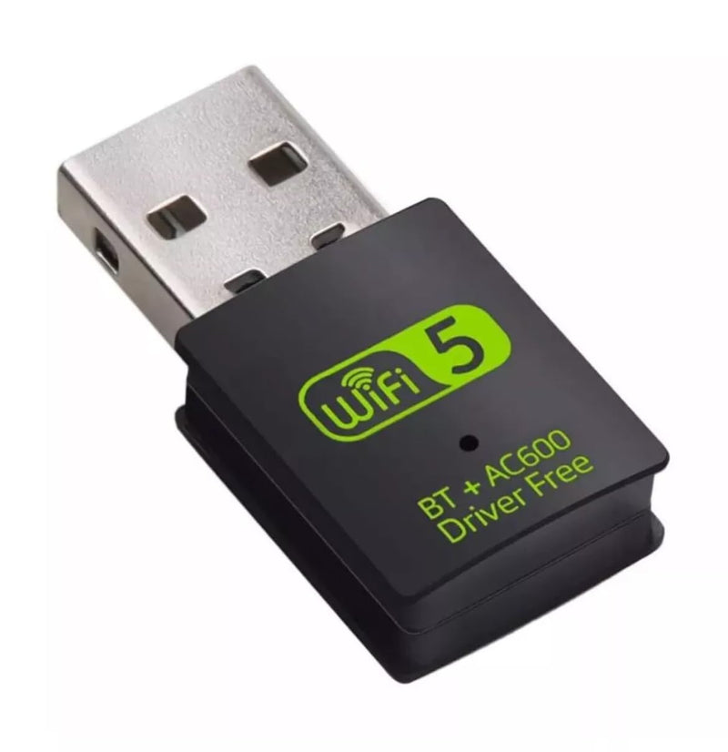 USB WiFi Bluetooth Adapter, 600Mbps Dual Band 2.4/5Ghz Wireless Network External Receiver, Mini WiFi Dongle for PC/Laptop/Desktop Computer Driver Free Green WI-FI