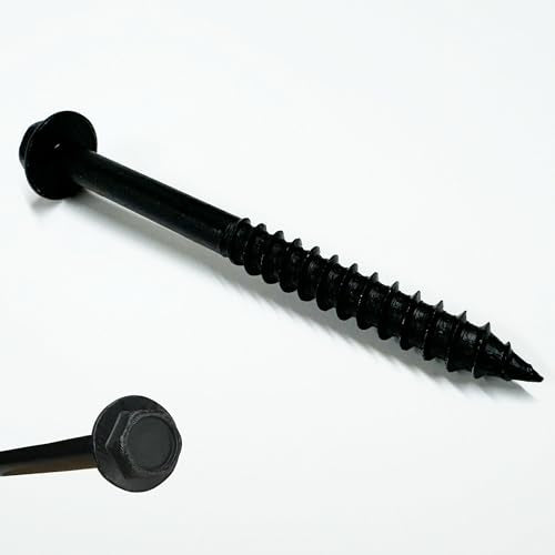 (25) 3/8” X 4” Black Hex Head Lag Wood Screws, Heavy Duty lag Bolts for Timber, Tree Houses, Fences by BRAUNY BOY HARDWARE -Qty 25