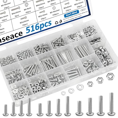 516 Pcs Nuts and Bolts Assortment Kit
