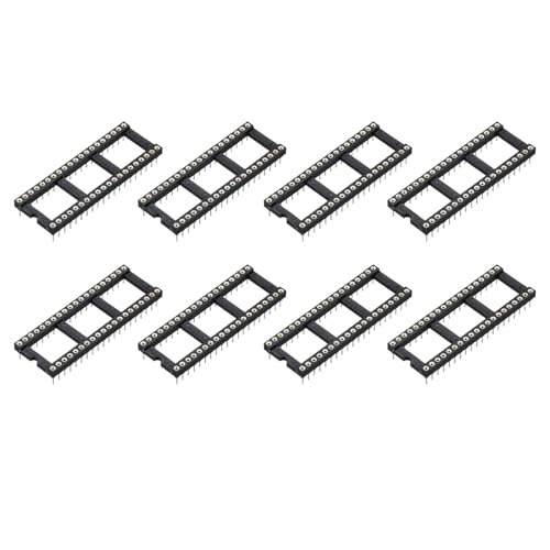 QUARKZMAN Pack of 8 DIP IC Sockets, 40-Pin Dip IC Sockets, 2.54 mm Pitch Socket Adapter, Solder Connector for Breadboard Project, PCB Board Design, Black 40 pin