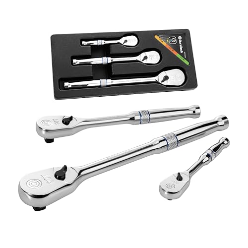 DURATECH 3-Piece Ratchet Set, 1/4", 3/8", 1/2" Drive Low Profile