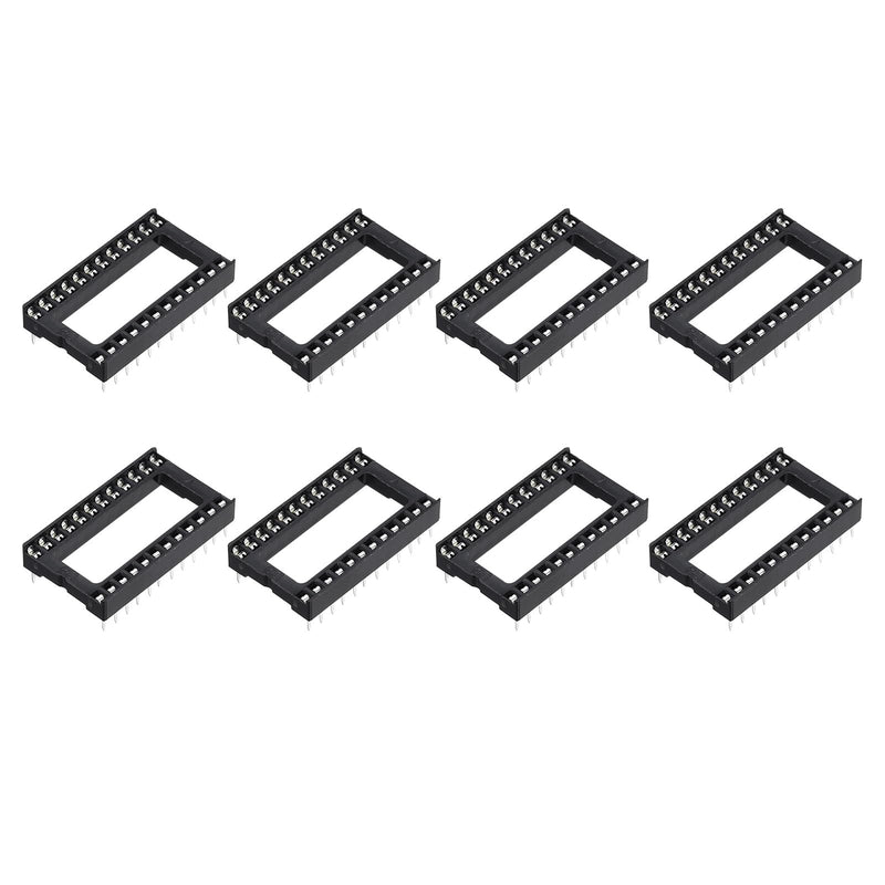 QUARKZMAN Pack of 8 DIP IC Sockets, 24-Pin Dip IC Sockets, 2.54 mm Pitch Flat Pin Chip Connector Adapter for Breadboard Project, PCB Boards, Black 24 pin